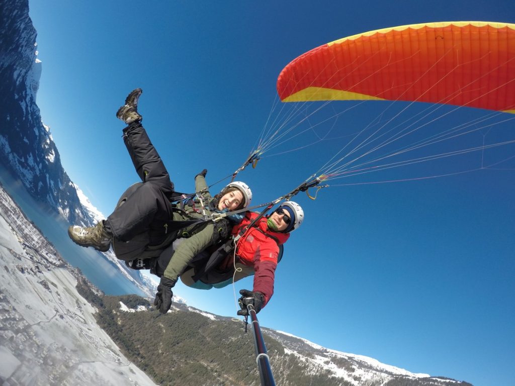 Global Leader Bella Martin hang gliding in Europe