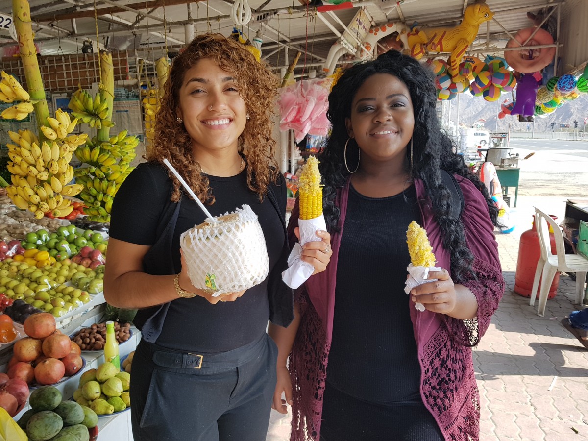Roxanna Alvarado and Tamia Wallace at Friday Market in Fujairah.Fujairah.FA18jpg